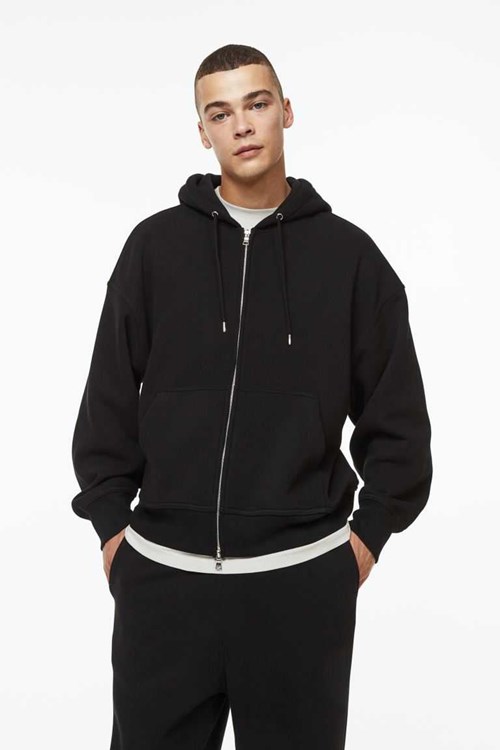 Oversized Fit Zip-through hoodie - Beige - Men